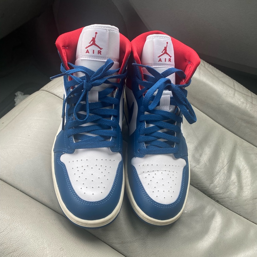 Nike Air Jordan 1 Mid White/French Blue/Gym Red/Sail DC0774-416 Unisex